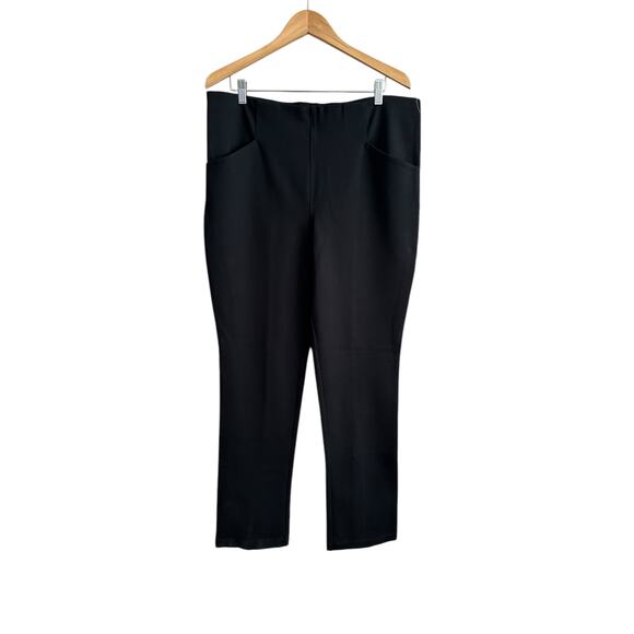 Anthro Maeve Black Pull On Slit-Back High Waisted Ponte Pants Pockets Size Large - Picture 1 of 6